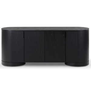 Safavieh JESBELINA Oval 4-Door Sideboard - Modern Wood Storage Solution for Dining and Living Spaces Black SFV4215A