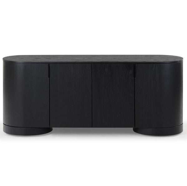 Safavieh JESBELINA Oval 4-Door Sideboard - Modern Wood Storage Solution for Dining and Living Spaces Black SFV4215A
