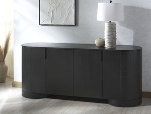 Safavieh JESBELINA Oval 4-Door Sideboard - Modern Wood Storage Solution for Dining and Living Spaces Black SFV4215A