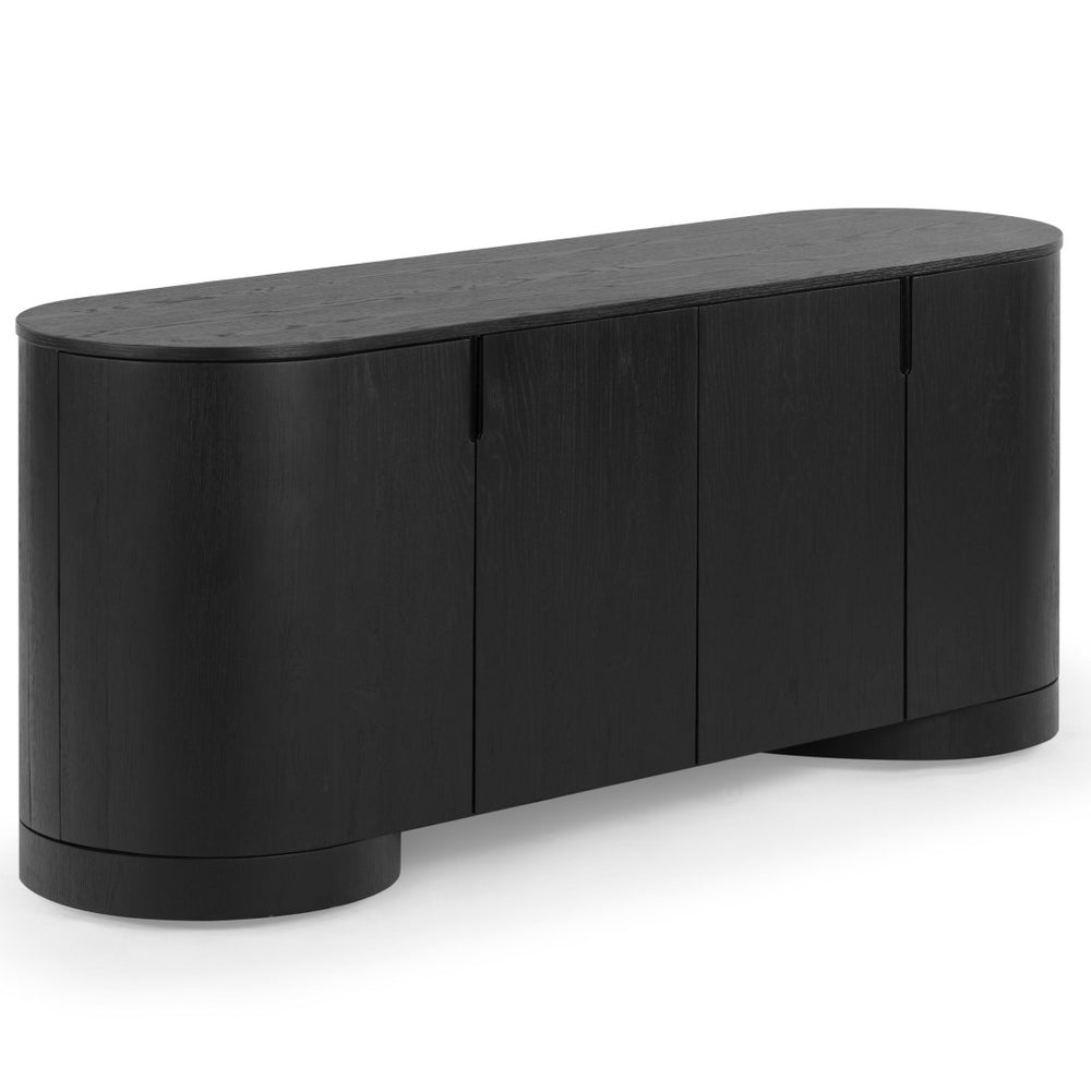 Safavieh JESBELINA Oval 4-Door Sideboard - Modern Wood Storage Solution for Dining and Living Spaces Black SFV4215A