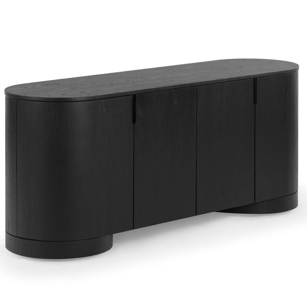 Safavieh JESBELINA Oval 4-Door Sideboard - Modern Wood Storage Solution for Dining and Living Spaces Black SFV4215A