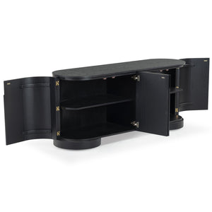 Safavieh JESBELINA Oval 4-Door Sideboard - Modern Wood Storage Solution for Dining and Living Spaces Black SFV4215A