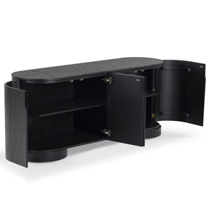 Safavieh JESBELINA Oval 4-Door Sideboard - Modern Wood Storage Solution for Dining and Living Spaces Black SFV4215A