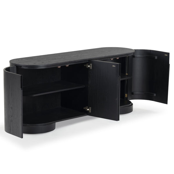 Safavieh JESBELINA Oval 4-Door Sideboard - Modern Wood Storage Solution for Dining and Living Spaces Black SFV4215A