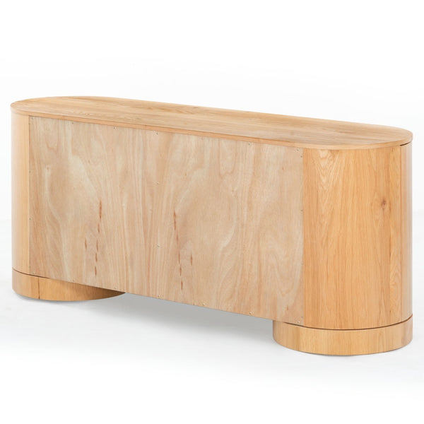 Safavieh JESBELINA Oval 4-Door Sideboard - Modern Wood Storage Solution for Dining and Living Spaces Natural SFV4215B