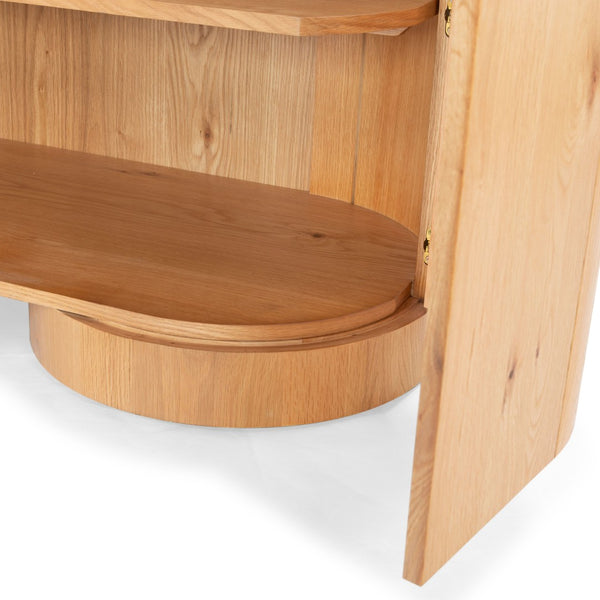 Safavieh JESBELINA Oval 4-Door Sideboard - Modern Wood Storage Solution for Dining and Living Spaces Natural SFV4215B
