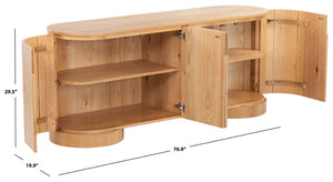 Safavieh JESBELINA Oval 4-Door Sideboard - Modern Wood Storage Solution for Dining and Living Spaces Natural SFV4215B
