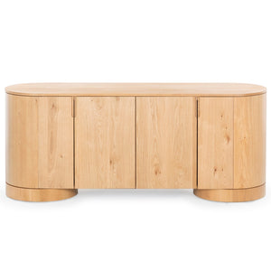 Safavieh JESBELINA Oval 4-Door Sideboard - Modern Wood Storage Solution for Dining and Living Spaces Natural SFV4215B