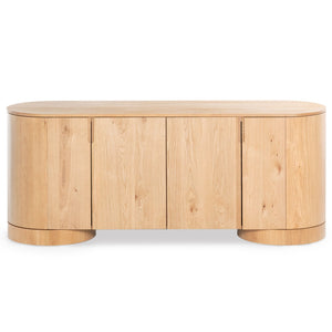 Safavieh JESBELINA Oval 4-Door Sideboard - Modern Wood Storage Solution for Dining and Living Spaces Natural SFV4215B