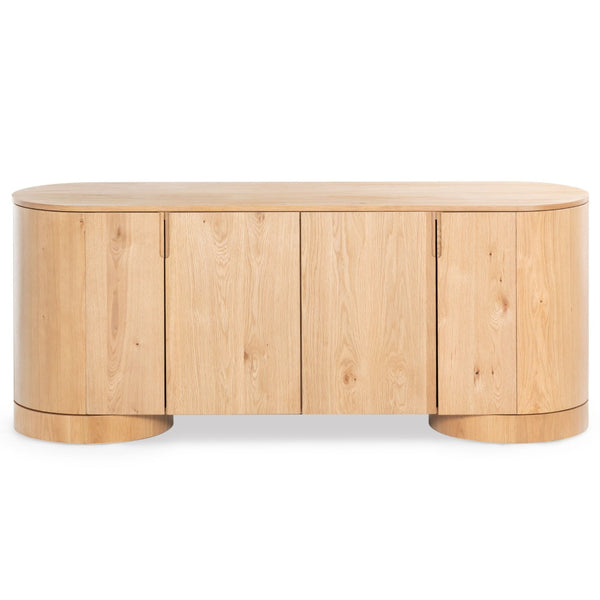 Safavieh JESBELINA Oval 4-Door Sideboard - Modern Wood Storage Solution for Dining and Living Spaces Natural SFV4215B