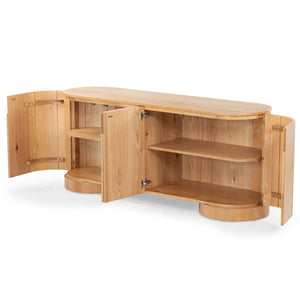 Safavieh JESBELINA Oval 4-Door Sideboard - Modern Wood Storage Solution for Dining and Living Spaces Natural SFV4215B