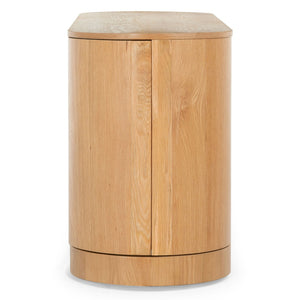 Safavieh JESBELINA Oval 4-Door Sideboard - Modern Wood Storage Solution for Dining and Living Spaces Natural SFV4215B