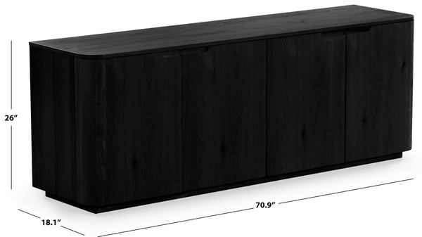 Safavieh Liadonna 4 Door Wood Sideboard - Elegant Storage Solution For Contemporary And Traditional Spaces Black Wood Sfv4216a