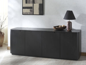 Safavieh LIADONNA 4-Door Wood Sideboard and TV Stand – Elegant Storage Solution for Living and Dining Spaces Black SFV4216A