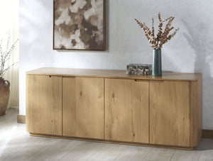 Safavieh LIADONNA 4-Door Wood Sideboard and TV Stand – Elegant Storage Solution for Living and Dining Spaces Natural SFV4216B