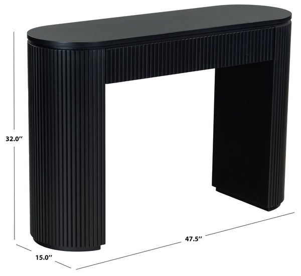 Safavieh Rikki Fluted 1 Drawer Wood Console Table - Stylish Storage Solution For Modern Home Decor Black Wood Sfv4221a