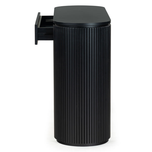 Safavieh Rikki Fluted 1 Drawer Wood Console Table - Stylish Storage Solution For Modern Home Decor Black Wood Sfv4221a