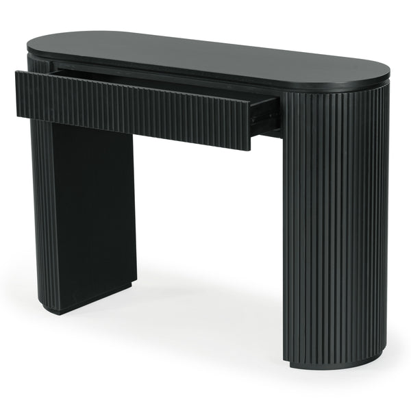 Safavieh Rikki Fluted 1 Drawer Wood Console Table - Stylish Storage Solution For Modern Home Decor Black Wood Sfv4221a