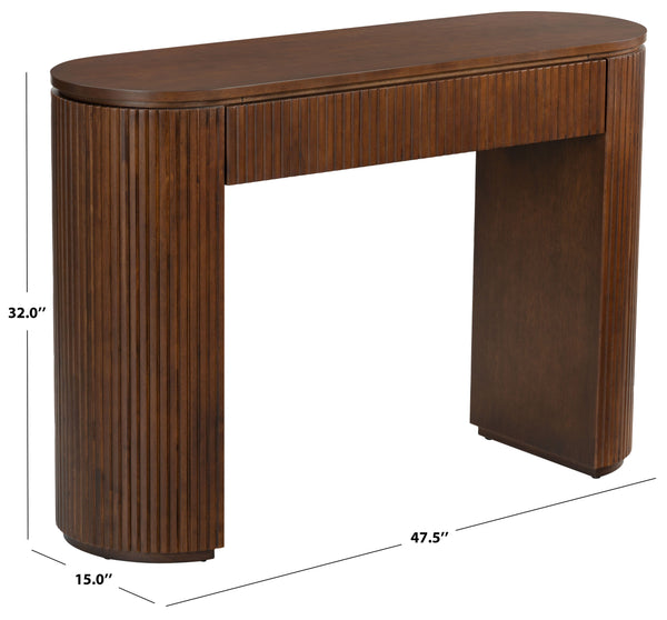 Safavieh Rikki Fluted 1 Drawer Wood Console Table - Stylish Storage Solution For Modern Home Decor Walnut Wood Sfv4221b