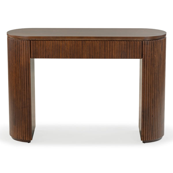 Safavieh RIKKI Fluted 1 Drawer Wood Console Table - Timeless Design for Entryways, Hallways, and Living Rooms Walnut SFV4221B