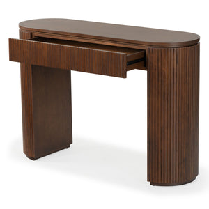 Safavieh Rikki Fluted 1 Drawer Wood Console Table - Stylish Storage Solution For Modern Home Decor Walnut Wood Sfv4221b