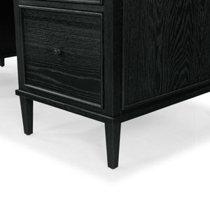 Safavieh Ariella Five Drawer Executive Desk Oak and Iron Two Tone Home Office Workstation Black SFV4223A-3BX