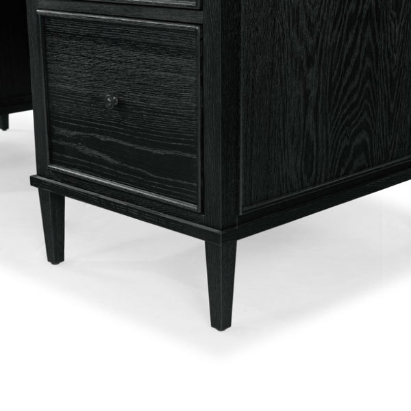 Safavieh Ariella Five Drawer Executive Desk Oak and Iron Two Tone Home Office Workstation Black SFV4223A-3BX