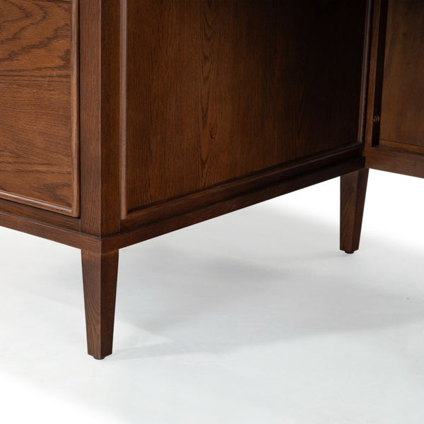 Safavieh Ariella Five Drawer Executive Desk Oak and Iron Two Tone Home Office Workstation Walnut SFV4223B-3BX
