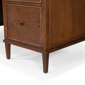 Safavieh Ariella Five Drawer Executive Desk Oak and Iron Two Tone Home Office Workstation Walnut SFV4223B-3BX