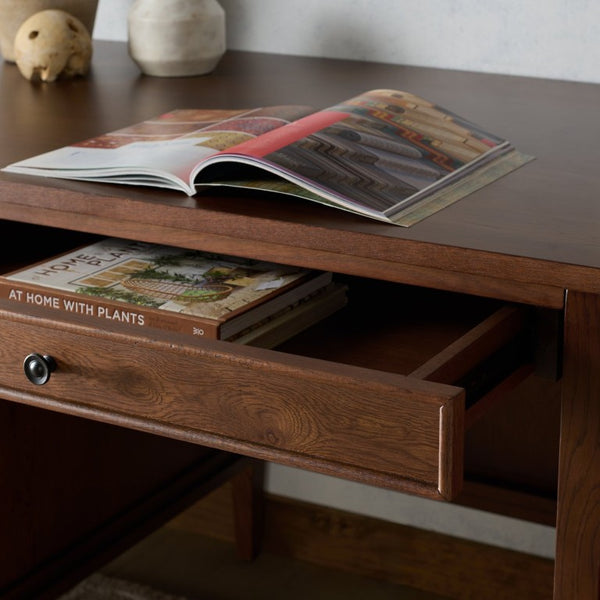 Safavieh Ariella Five Drawer Executive Desk Oak and Iron Two Tone Home Office Workstation Walnut SFV4223B-3BX