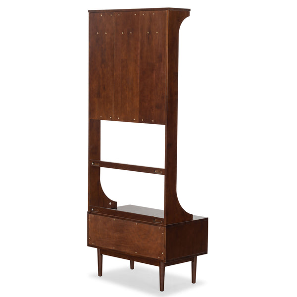 Safavieh Pitta Wood 1 Drawer Hall Tree – Elegant Walnut Design With Gold Accents For Stylish Entryway Storage Walnut ,Gold Wood ,Metal Sfv4224a-2bx