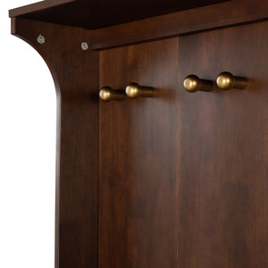 Safavieh Pitta Wood 1 Drawer Hall Tree – Elegant Walnut Design With Gold Accents For Stylish Entryway Storage Walnut ,Gold Wood ,Metal Sfv4224a-2bx