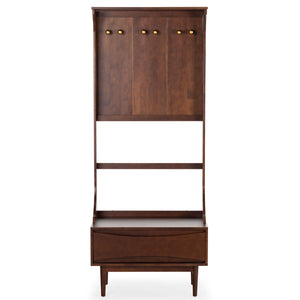 Safavieh Pitta Wood 1 Drawer Hall Tree – Elegant Walnut Design With Gold Accents For Stylish Entryway Storage Walnut ,Gold Wood ,Metal Sfv4224a-2bx