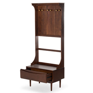 Safavieh Pitta Wood 1 Drawer Hall Tree – Elegant Walnut Design With Gold Accents For Stylish Entryway Storage Walnut ,Gold Wood ,Metal Sfv4224a-2bx