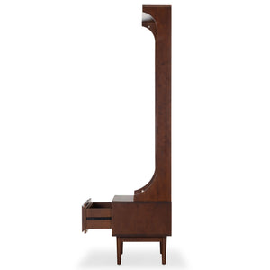 Safavieh Pitta Wood 1 Drawer Hall Tree – Elegant Walnut Design With Gold Accents For Stylish Entryway Storage Walnut ,Gold Wood ,Metal Sfv4224a-2bx