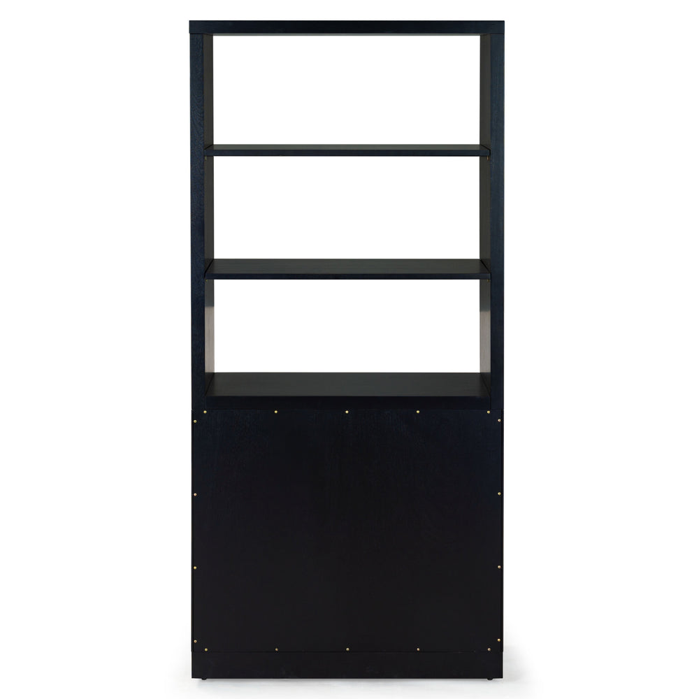 Safavieh Roades Glass Cabinet Bookcase – Stylish Wood Design With Glass Panels For Elegant Home Organization Black Wood ,Glass ,Metal Sfv4225a-2bx