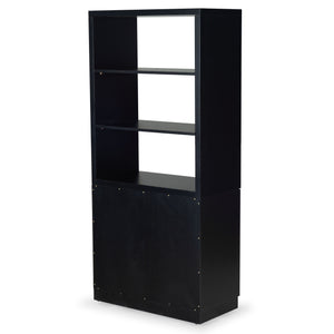 Safavieh Roades Glass Cabinet Bookcase – Stylish Wood Design With Glass Panels For Elegant Home Organization Black Wood ,Glass ,Metal Sfv4225a-2bx