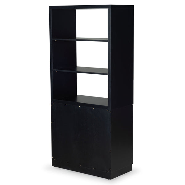 Safavieh Roades Glass Cabinet Bookcase – Stylish Wood Design With Glass Panels For Elegant Home Organization Black Wood ,Glass ,Metal Sfv4225a-2bx