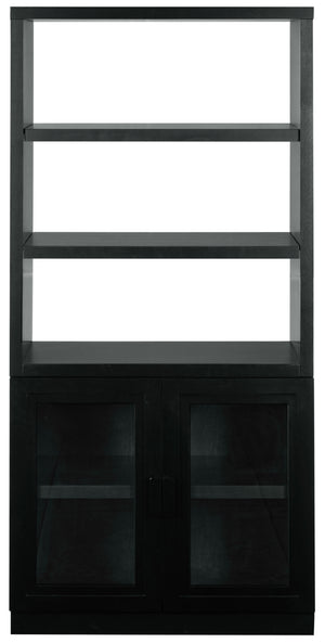 Safavieh Roades Glass Cabinet Bookcase – Stylish Wood Design With Glass Panels For Elegant Home Organization Black Wood ,Glass ,Metal Sfv4225a-2bx