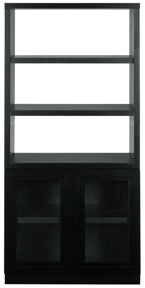 Safavieh Roades Glass Cabinet Bookcase – Stylish Wood Design With Glass Panels For Elegant Home Organization Black Wood ,Glass ,Metal Sfv4225a-2bx