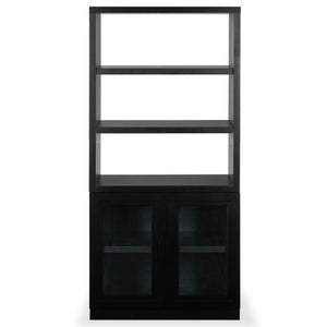 Safavieh Roades Glass Cabinet Bookcase – Stylish Wood Design With Glass Panels For Elegant Home Organization Black Wood ,Glass ,Metal Sfv4225a-2bx
