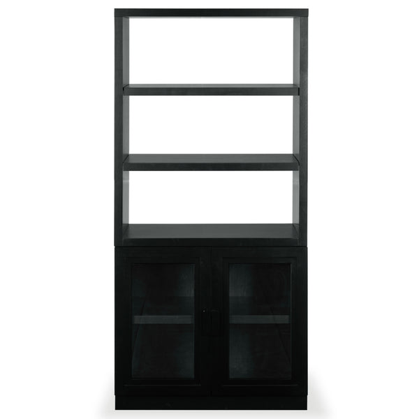 Safavieh Roades Glass Cabinet Bookcase – Stylish Wood Design With Glass Panels For Elegant Home Organization Black Wood ,Glass ,Metal Sfv4225a-2bx