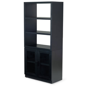 Safavieh Roades Glass Cabinet Bookcase – Stylish Wood Design With Glass Panels For Elegant Home Organization Black Wood ,Glass ,Metal Sfv4225a-2bx