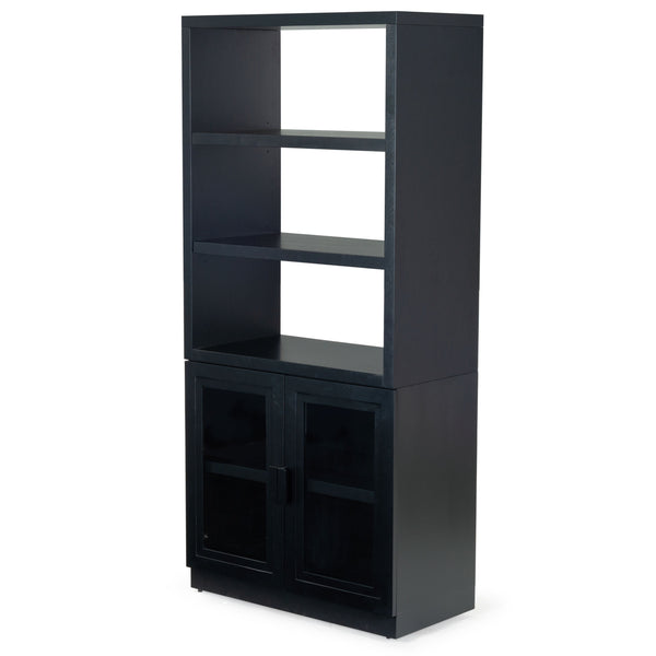 Safavieh Roades Glass Cabinet Bookcase – Stylish Wood Design With Glass Panels For Elegant Home Organization Black Wood ,Glass ,Metal Sfv4225a-2bx