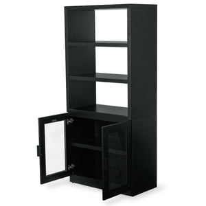 Safavieh Roades Glass Cabinet Bookcase – Stylish Wood Design With Glass Panels For Elegant Home Organization Black Wood ,Glass ,Metal Sfv4225a-2bx