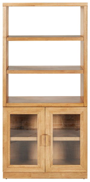Safavieh Roades Glass Cabinet Bookcase – Stylish Wood Design With Glass Panels For Elegant Home Organization Natural Wood ,Glass ,Metal Sfv4225b-2bx