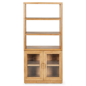 Safavieh Roades Glass Cabinet Bookcase – Stylish Wood Design With Glass Panels For Elegant Home Organization Natural Wood ,Glass ,Metal Sfv4225b-2bx