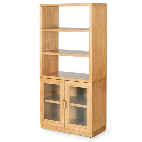 Safavieh Roades Glass Cabinet Bookcase – Stylish Wood Design With Glass Panels For Elegant Home Organization Natural Wood ,Glass ,Metal Sfv4225b-2bx