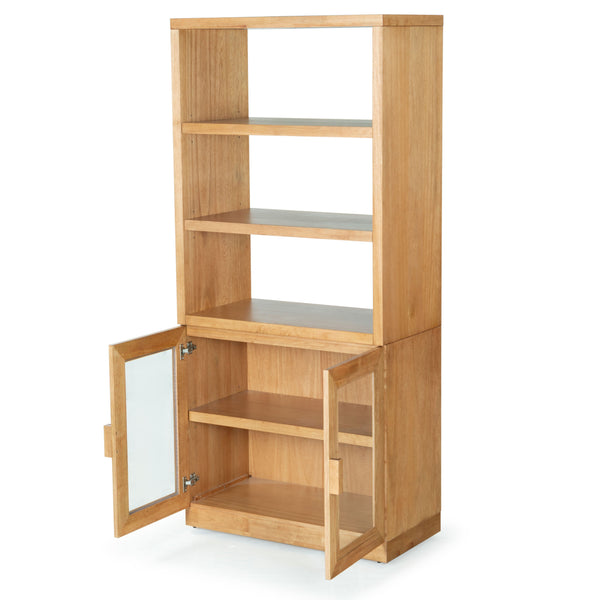 Safavieh Roades Glass Cabinet Bookcase – Stylish Wood Design With Glass Panels For Elegant Home Organization Natural Wood ,Glass ,Metal Sfv4225b-2bx