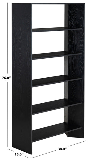 Safavieh NORRINGTON Wood 5-Shelf Bookshelf - Contemporary Storage Solution for Home, Office & Display Decor Black SFV4227A